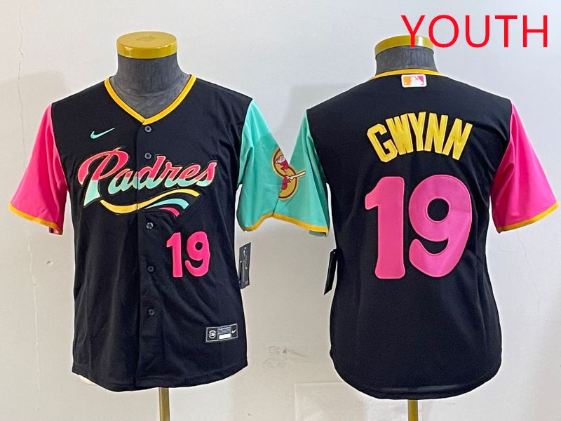 Youth San Diego Padres #19 Gwynn Black City Edition Game 2025 Nike MLB Jersey style 8->youth mlb jersey->Youth Jersey